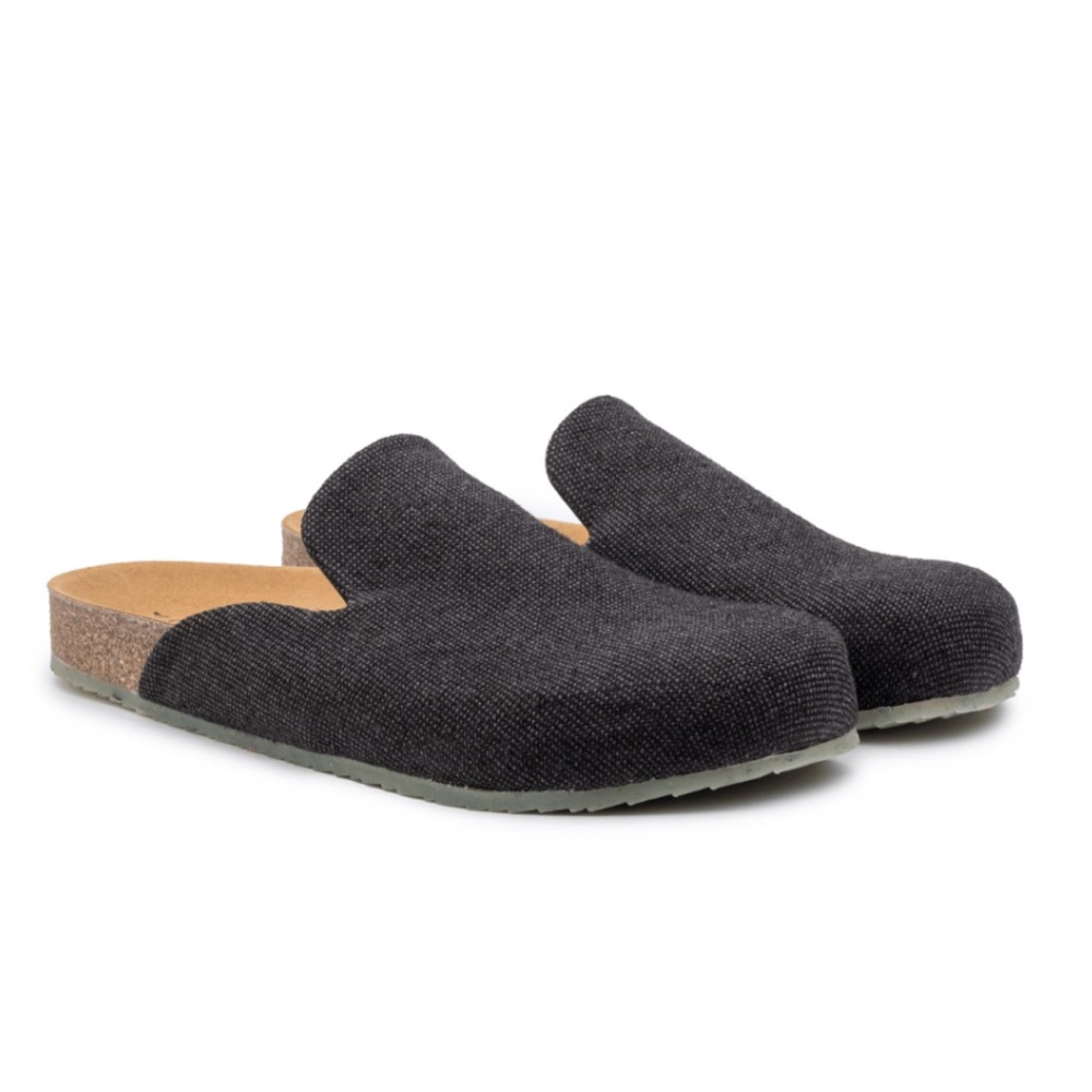 Zouri Atlantic Dark Linen Mules Clogs Shoes EU Size 45 Grey Slip On Cork Footbed